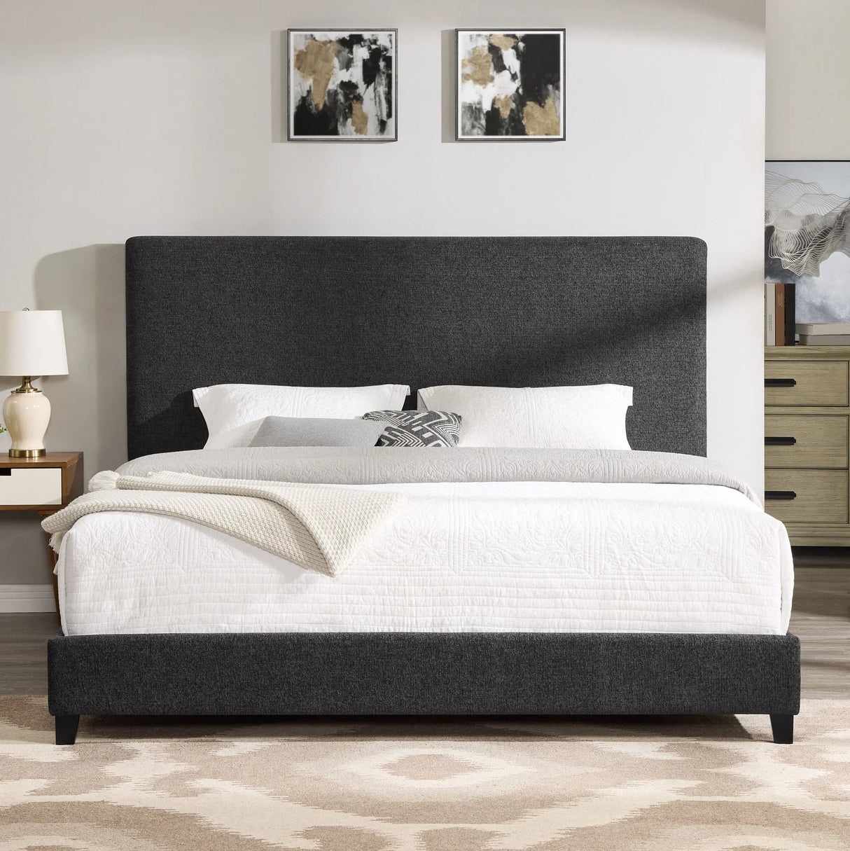 Boucle Upholstered Platform Bed - Furniture Home Direct
