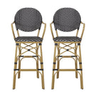Outdoor Wicker And Aluminum French Barstools (Set of 2)