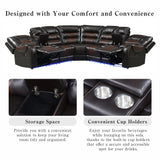 Sectional Sofa with Manual Recline LED Lights Black Brown - Furniture Home Direct