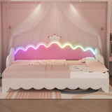 Extending Daybed With LED Lights, Modern Upholstered Princess Daybed With Crown Headboard - Furniture Home Direct