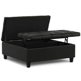 Harrison - Large Square Coffee Table Storage Ottoman - Black - Furniture Home Direct