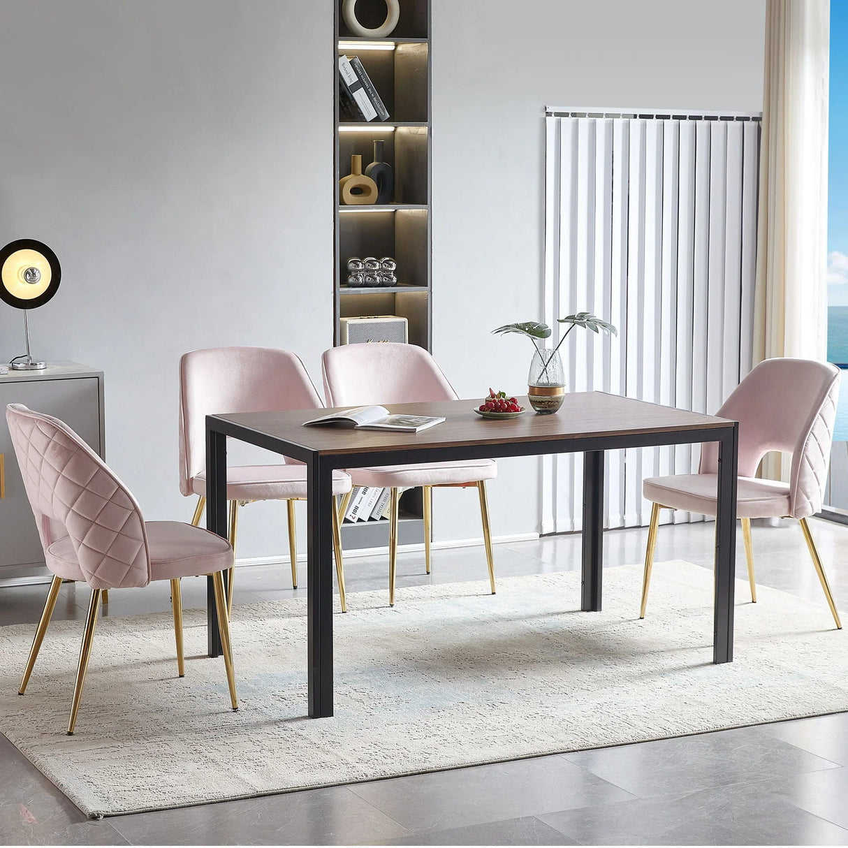Velvet Dining Chairs With Metal Legs And Hollow Back Upholstered Dining Chairs - Furniture Home Direct