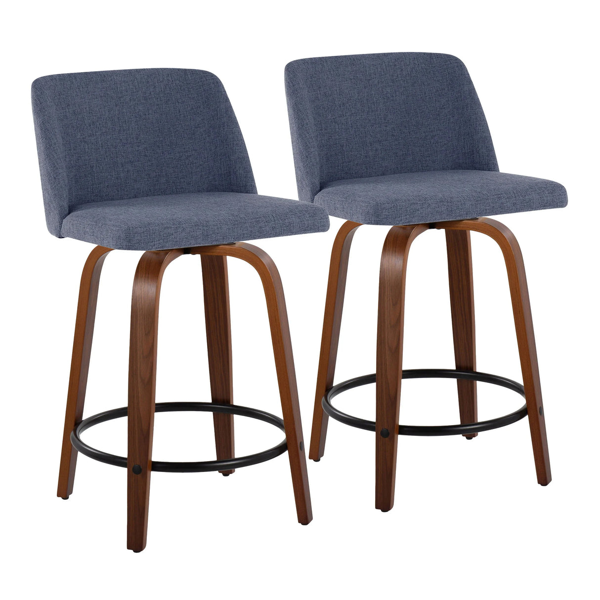 Toriano - Mid Century Modern, Fixed Height Counter Stool & Swivel And Round Footrest (Set of 2) - Furniture Home Direct