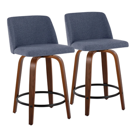 Toriano - Mid Century Modern, Fixed Height Counter Stool & Swivel And Round Footrest (Set of 2) - Furniture Home Direct