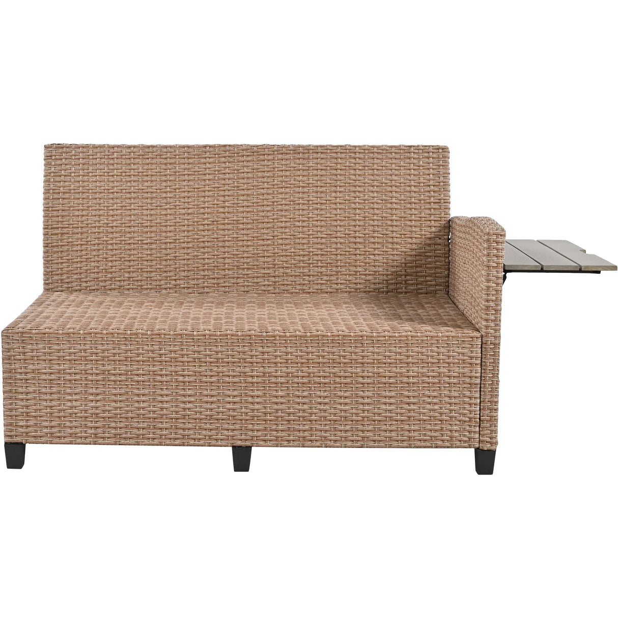Outdoor Sectional with 2 Extendable Side Tables and Washable Covers - Brown - Furniture Home Direct
