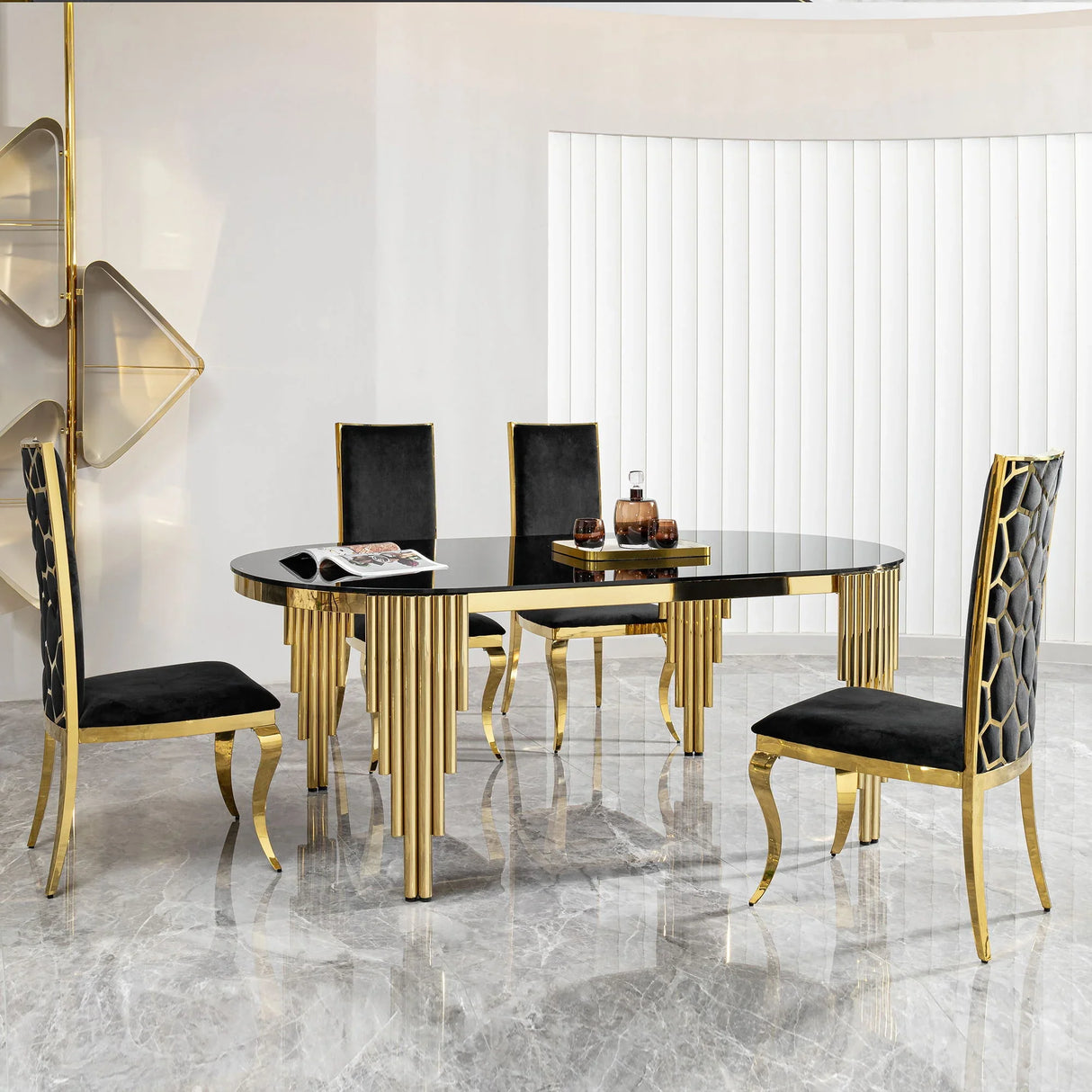 Oval Dining Table With Glass Top And Stainless Steel Base - Furniture Home Direct