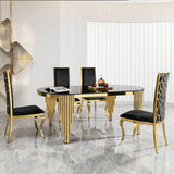 Oval Dining Table With Glass Top And Stainless Steel Base - Furniture Home Direct