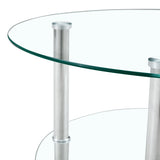 Coffee Table Two Tier Glass Top Polished Metal Legs Silver - Furniture Home Direct