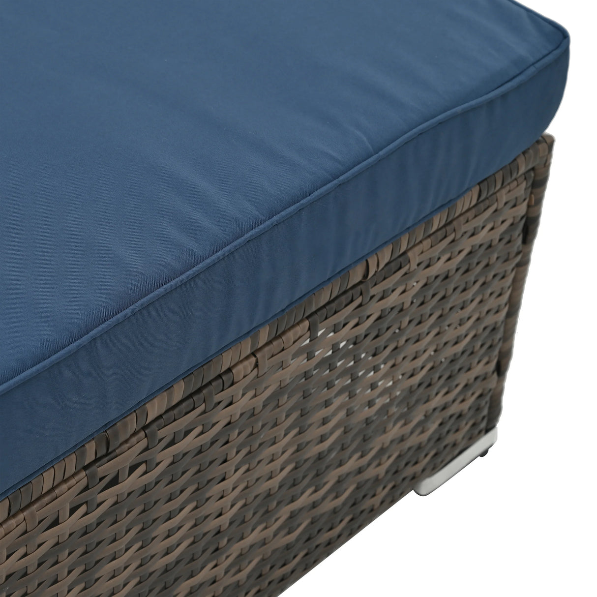 4 Piece Outdoor Sectional Set With Tempered Glass Coffee Table - Blue - Furniture Home Direct
