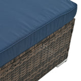4 Piece Outdoor Sectional Set With Tempered Glass Coffee Table - Blue - Furniture Home Direct