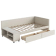 L Shaped Upholstered Platform Bed With Storage And Drawers - Furniture Home Direct