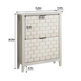 Retro Shoe Storage Cabinet, Mid Century Vintage Freestanding With 2 Flip Drawers, Suitable For Entryway - Retro White / White / Vintage - Furniture Home Direct