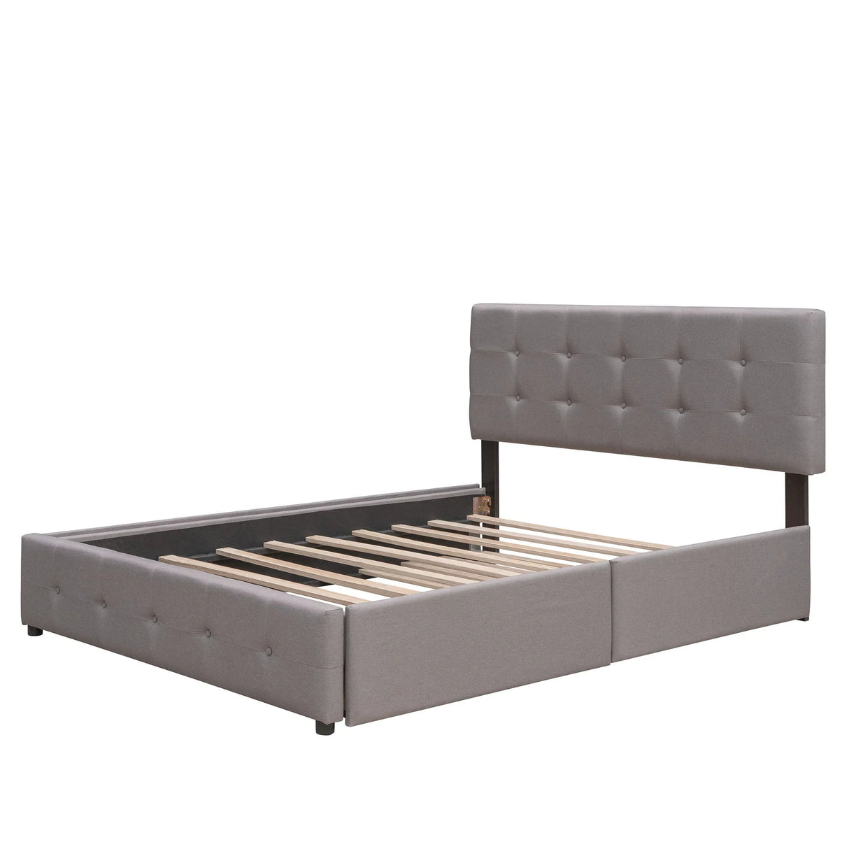 Upholstered Platform Bed With Classic Headboard And Drawers, No Box Spring Needed - Furniture Home Direct