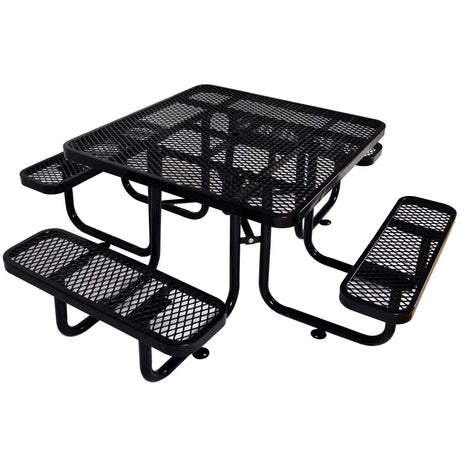 Square Outdoor Steel Picnic Table, With Umbrella Pole - Furniture Home Direct