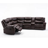 Sectional Sofa Leather Manual Reclining Family Room Brown - Furniture Home Direct