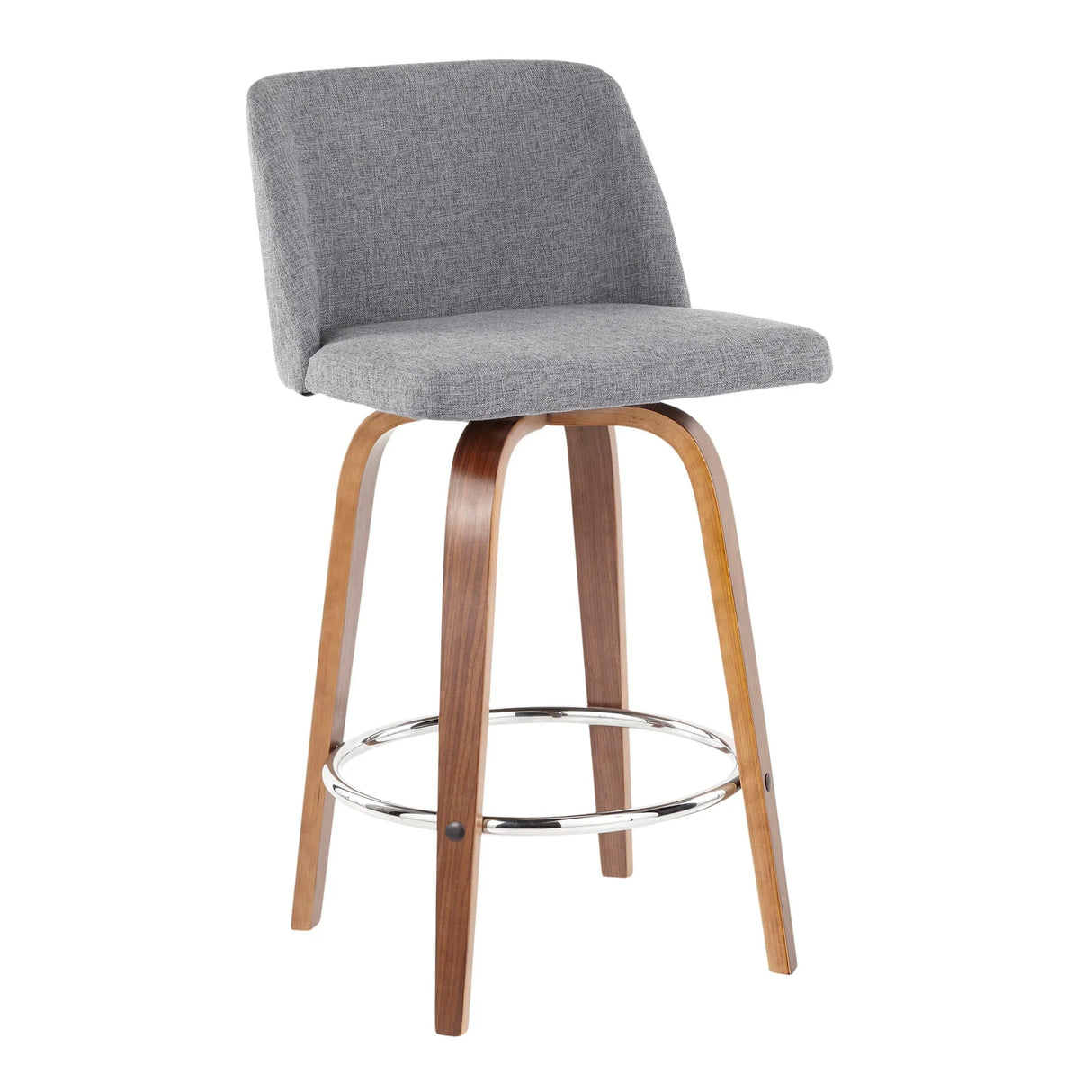 Toriano - Mid-Century Modern Fixed Height Counter Stool With Round Footrest (Set of 2) - Furniture Home Direct