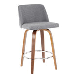 Toriano - Mid-Century Modern Fixed Height Counter Stool With Round Footrest (Set of 2) - Furniture Home Direct