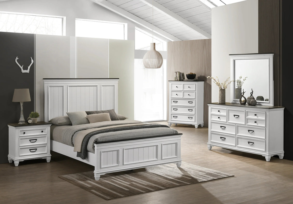 Bedroom Set Queen Bed Dresser Nightstand Antique White - Furniture Home Direct