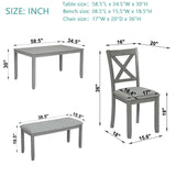 6 Pieces Kitchen Dining Set, Rectangular Wooden Dining Table With 4 Chairs And A Bench - Furniture Home Direct
