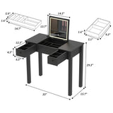Vanity Table With LED Lights, Flip-Top Mirror And 2 Drawers, Jewelry Storage - Furniture Home Direct