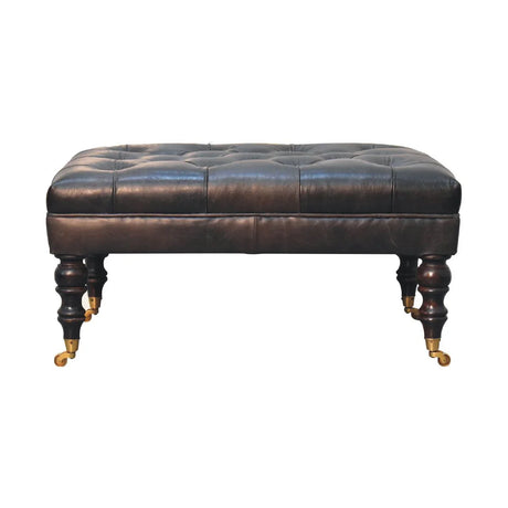 Buffalo - Leather Ottoman With Castor Legs - Furniture Home Direct