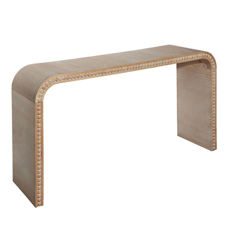 Console Table With Wood Beads Curved Waterfall Style Table - Antique Natural / Natural / Rustic / Natural / White - Furniture Home Direct
