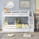 Stairway Bunk Bed With Storage And Guard Rail For Bedroom - Furniture Home Direct