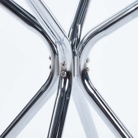 Compact Tempered Glass Dining Table, Extendable Chrome