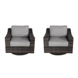 Contemporary Outdoor Swivel Patio Chair With Cushions (Set of 2) - Brown - Furniture Home Direct