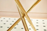 Dining Table With Metal Leg And Glass, Modern Space Saving Kitchen Table For Living Room - Golden - Furniture Home Direct