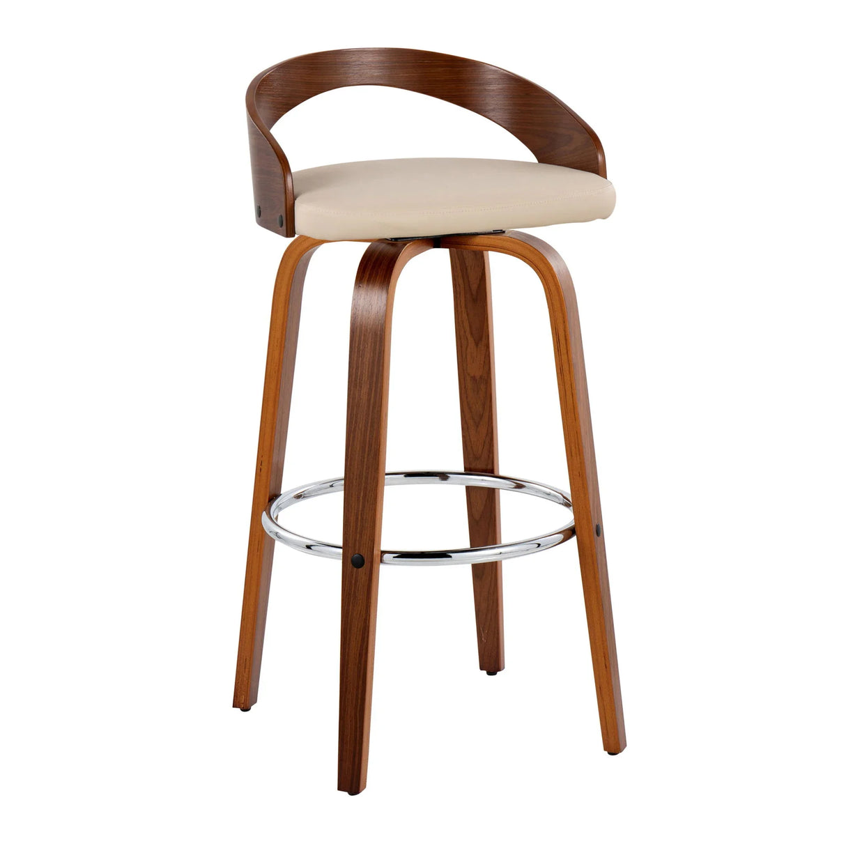 Grotto - Contemporary Fixed Height Barstool With Swivel With Round Footrest (Set of 2) - Furniture Home Direct