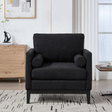Wide Modern Farmhouse Performance Accent Chair With Legs, Wood Base - Furniture Home Direct