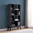 Mid-Century Modern 4 Tier Bookcase Bookshelf Display Storage - Distressed Gray - Furniture Home Direct