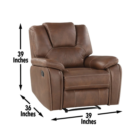 Katrine - PU Manual Motion Recliner - Chestnut Brown - Furniture Home Direct