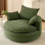 360° Swivel Accent Barrel Chair With Dual Layer Cushion And 3 Removable Pillows - Furniture Home Direct