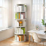 5 Tier Rotating Bookshelf, 360° Spinning Design, Space Saving Storage, For Home And Office - White - Furniture Home Direct