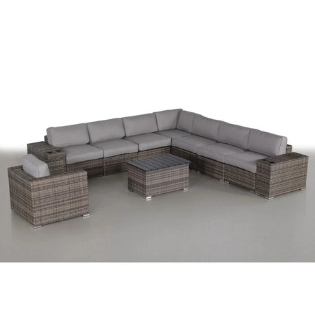 Modern Patio Rattan Sectional Set With Cushions - Furniture Home Direct