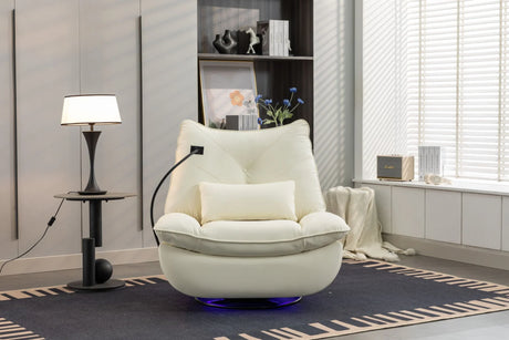 270 Swivel Glider Recliner Chair, Power Recliner Rocking Chair, USB Port Charge For Nursery Chair With Atmosphere Lamp For Living Room Bedroom Apartment - Furniture Home Direct