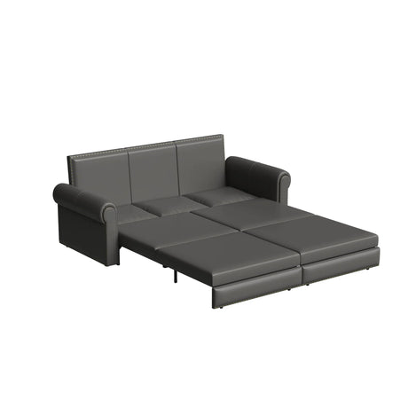 3 In 1 Convertible Sleeper Sofa With Nailhead Trim & Rolled Arm - Furniture Home Direct