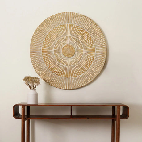 Handcarved Vintage Wheel Wall Decor - Brown / Antique White - Furniture Home Direct