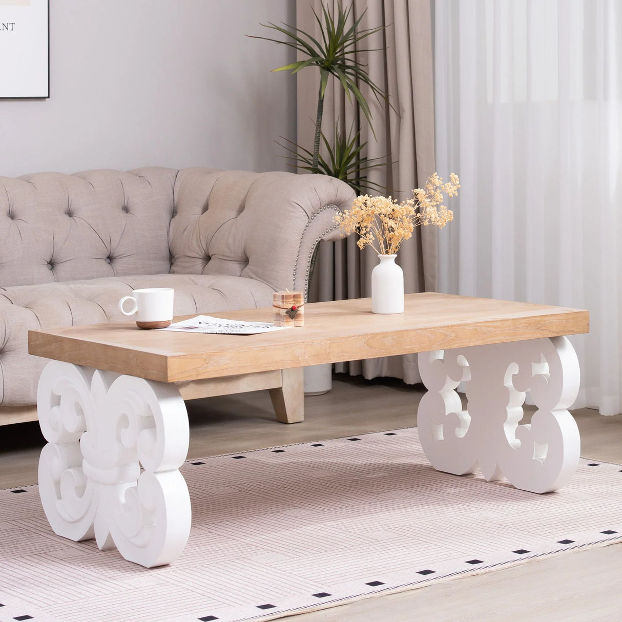 Ornate Scroll Base Coffee Table - Furniture Home Direct