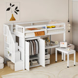 Loft Bed With Stairs, Bookshelf, Drawers, Desk & Wardrobe, Space Saving Multifunctional Furniture - Furniture Home Direct