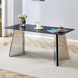 Dining Table Marble Pattern Slab With Butterfly Legs Black - Furniture Home Direct