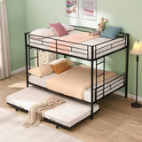 Full Over Full Modern Metal Bunk Bed With Trundle - Black - Furniture Home Direct