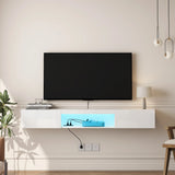 Wall Mounted TV Stand 63 Inch LED Illuminated White - Furniture Home Direct