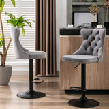 Swivel Velvet Barstools Adjusatble Seat Height, Modern Upholstered Bar Stools With Backs Comfortable Tufted For Home Pub And Kitchen Island (Set of 2) - Furniture Home Direct