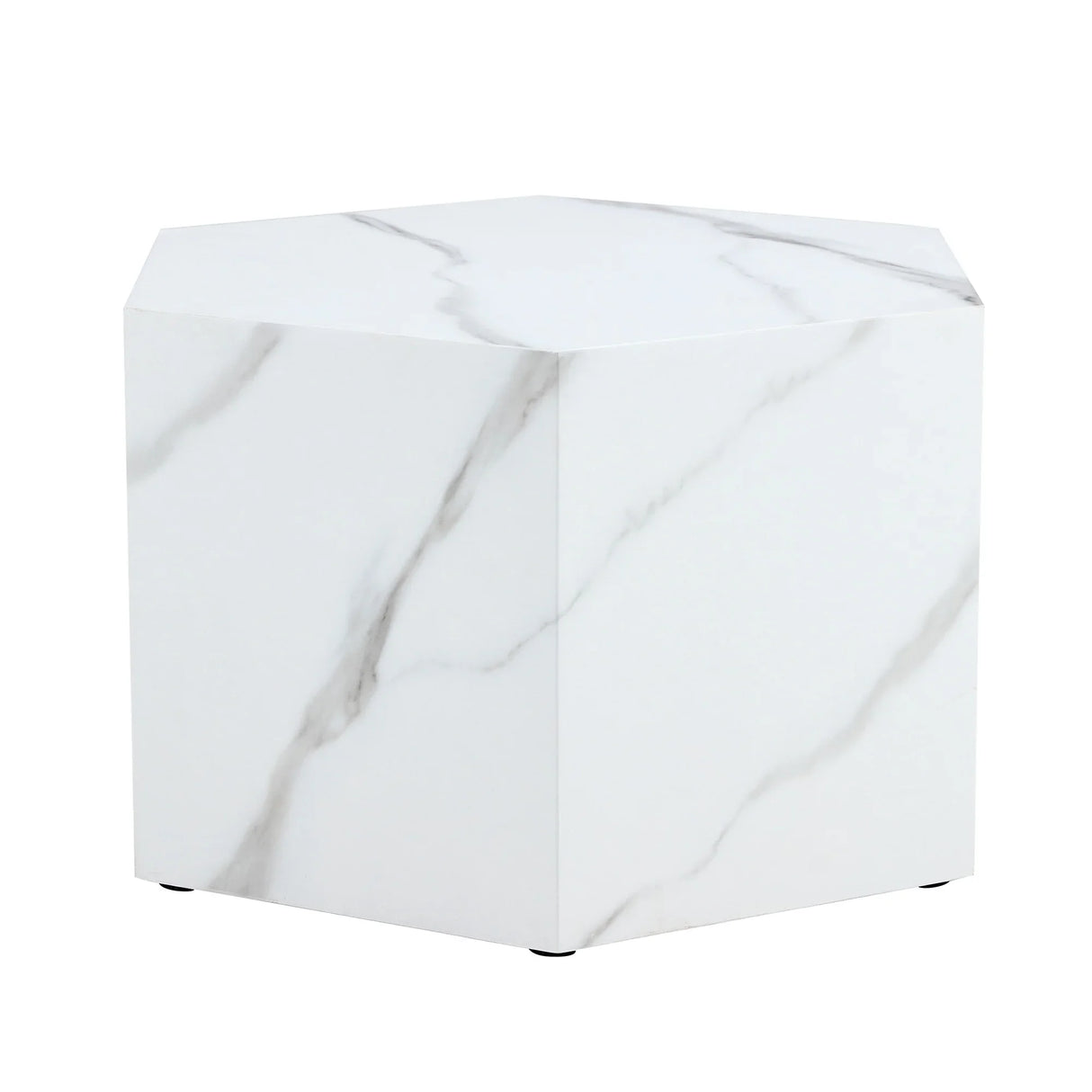 Coffee Table Marble-Effect Cube Geometric Design White - Furniture Home Direct