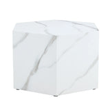 Coffee Table Marble-Effect Cube Geometric Design White - Furniture Home Direct