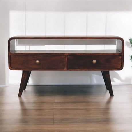 Solid Wood Curved Media Unit - Furniture Home Direct