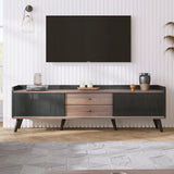 Mid Century TV Stand With 2 Storage Compartments For Tvs Up To 70'' - Dark Coffee / Black - Furniture Home Direct